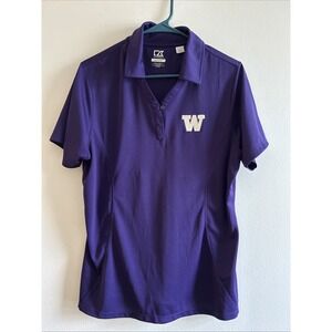 University of  Washington Huskies CB DryTec Stretch Polo Top Womens XL Purple